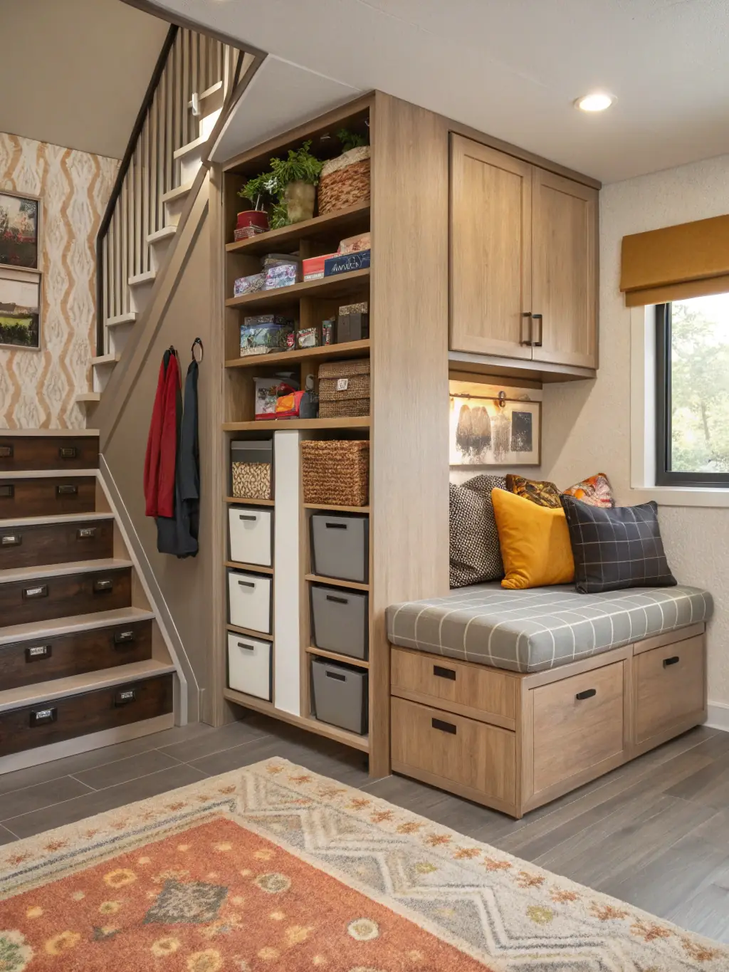 A compact and efficient backyard suite designed for functionality, featuring smart storage solutions and a multi-purpose layout, highlighting Dynamic Studio's ability to optimize space.