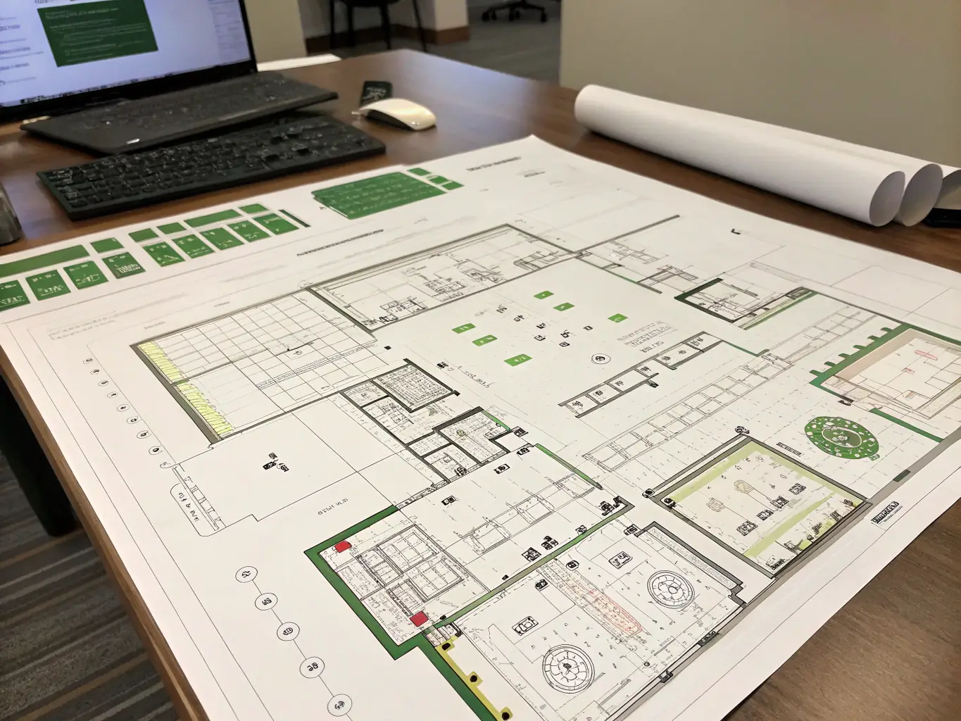 A detailed architectural drawing of a tenant improvement project, highlighting the technical aspects and precision involved in Dynamic Studio's design process.